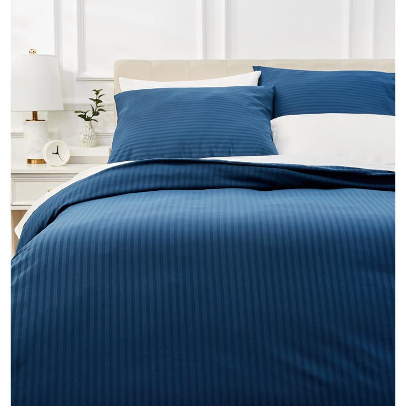 Parure de Lit 3 Pièces en Microfibre Bleu Marine - Housse de Couette et Taies d'Oreiller