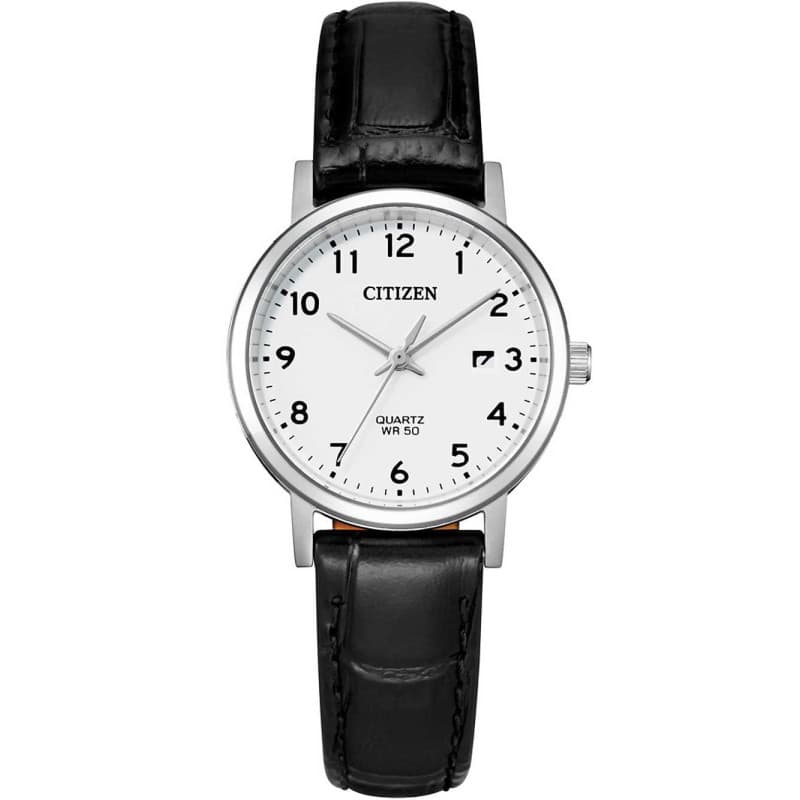 Montre Femme Citizen Analogue Quartz avec Bracelet en Cuir Noir EU6090-03A