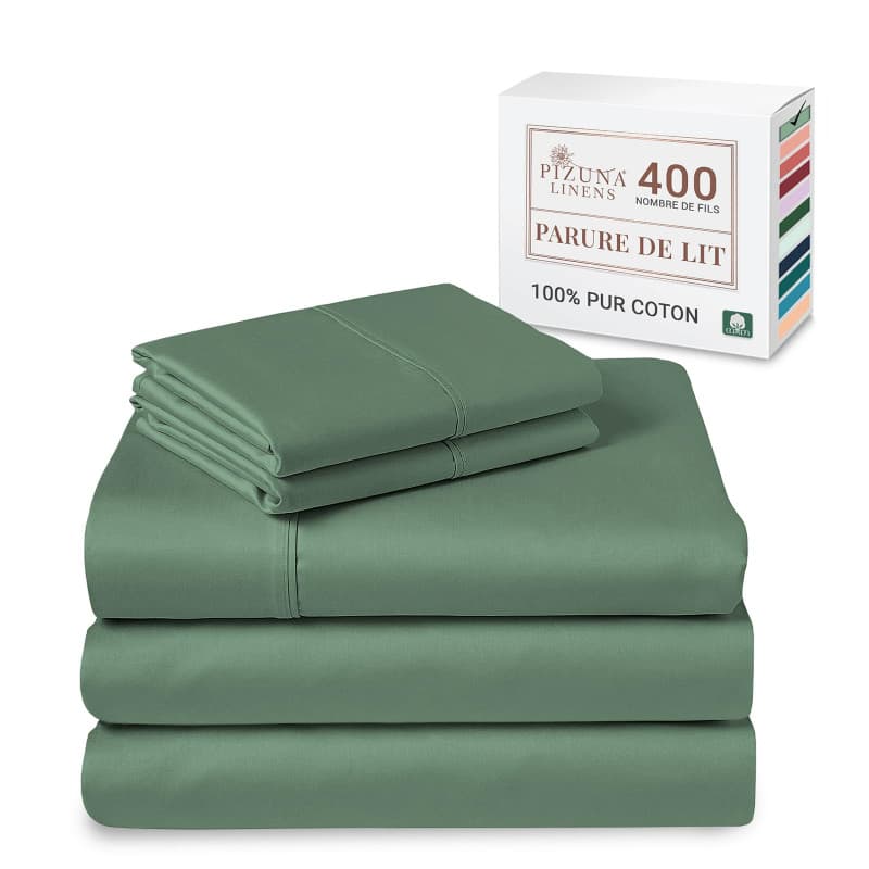 Parure de Lit Pizuna en Coton Peigné 180x200 cm - Haie Verte
