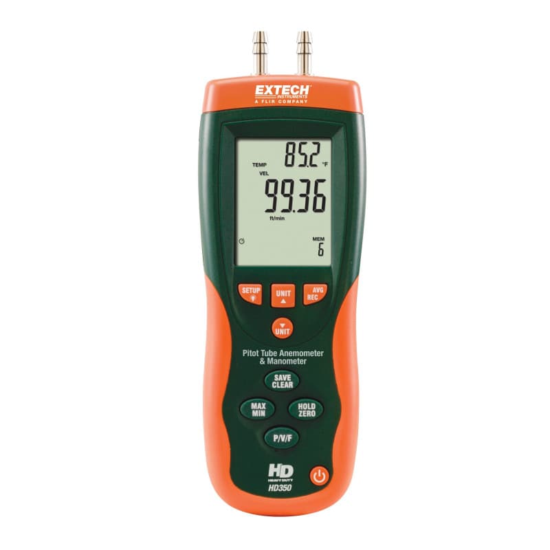 Anémomètre à Tube de Pitot Extech HD350 avec Manomètre Différentiel