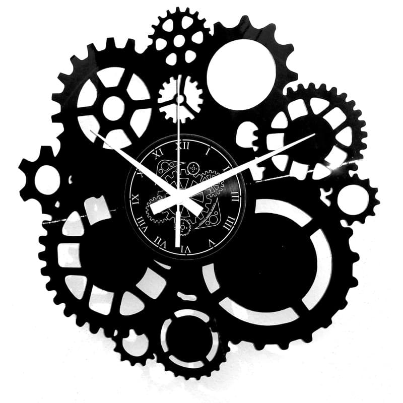 Horloge Murale Vintage Steampunk en Vinyle - Design Engrenages Industriels