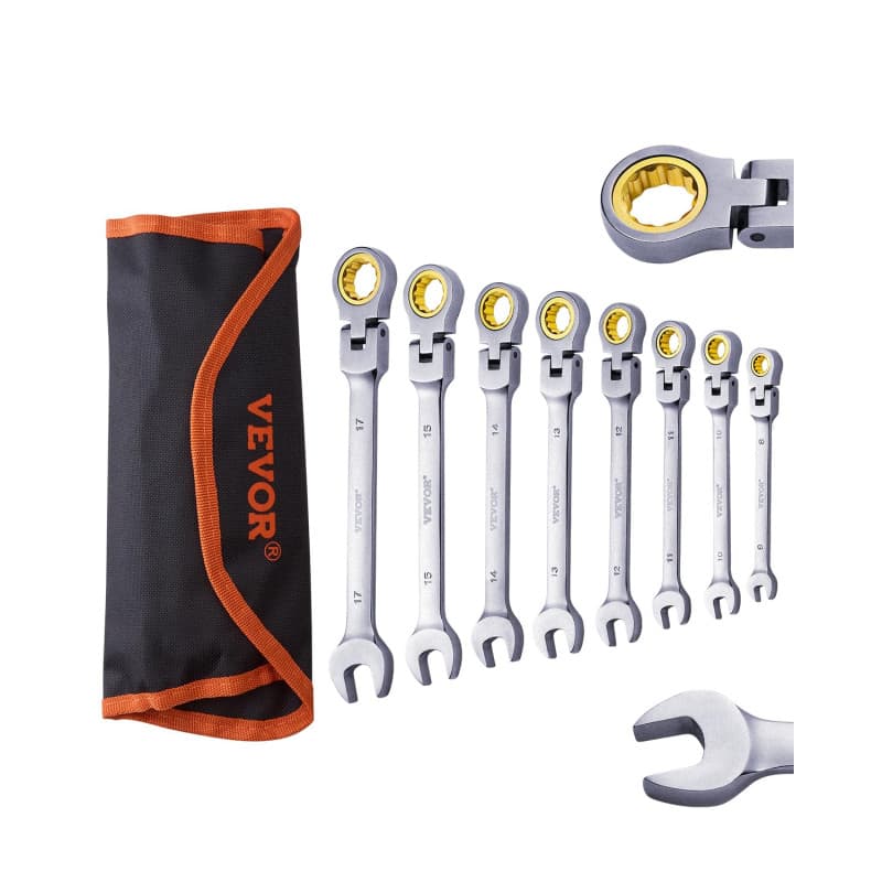 VEVOR Ensemble de Clés à Cliquet Flexibles 8 Pièces - Outils Pratiques pour Réparations