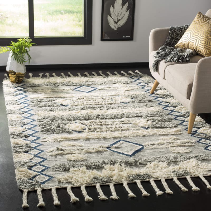 Tapis en Laine Noué à la Main Safavieh Harlow Gris Ivoire 182 x 274 cm
