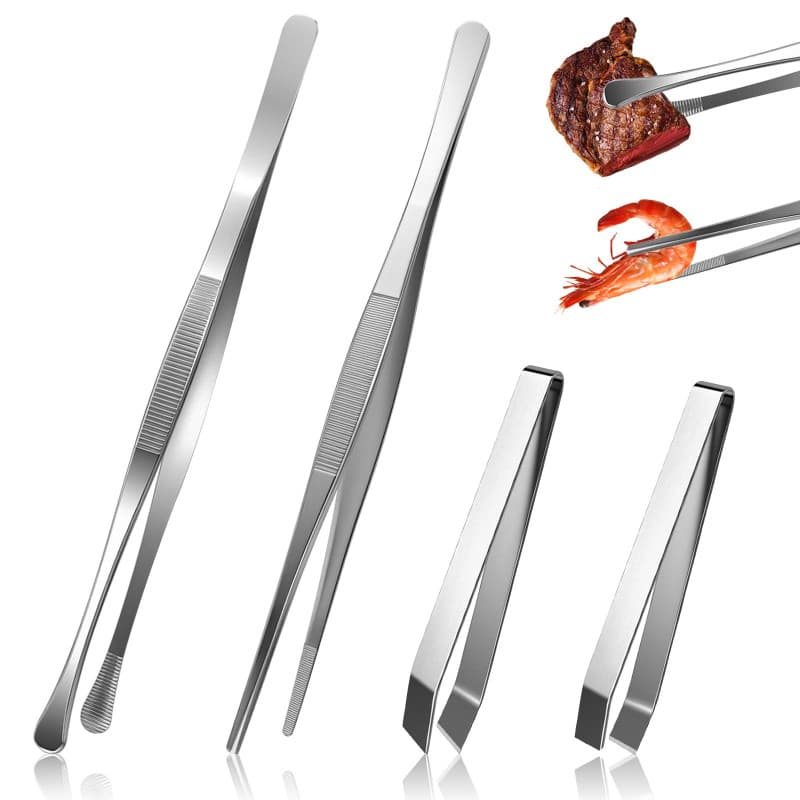Pince de Cuisine Inox Professionnelle - Set de 4 Pièces pour Barbecue et Service