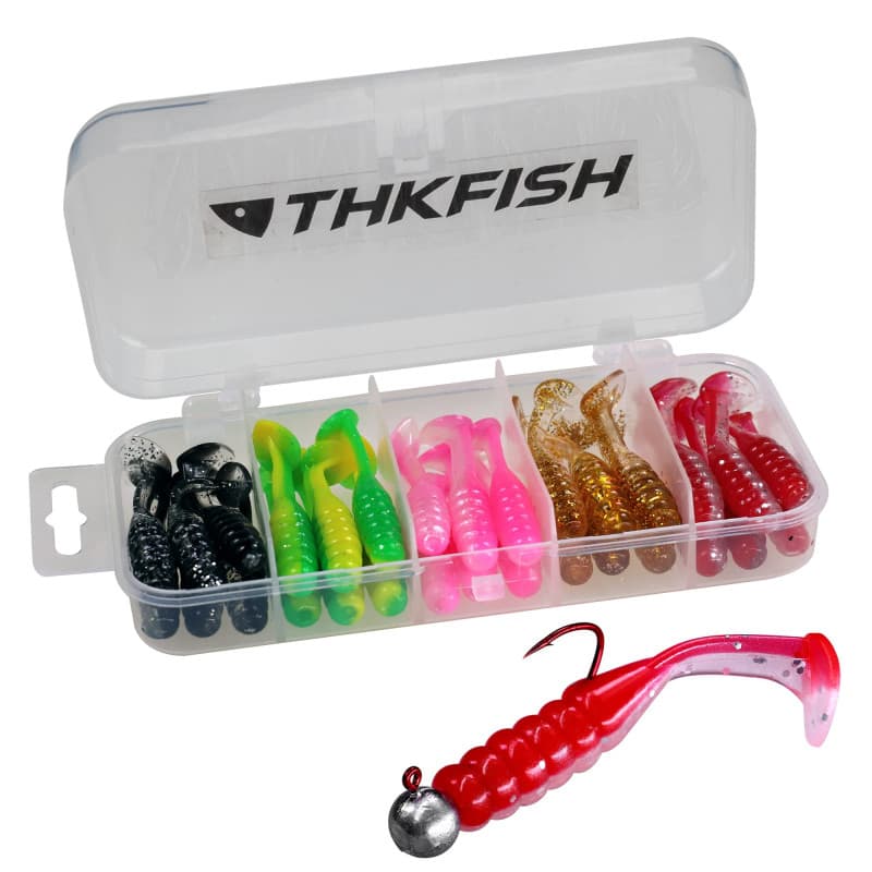 Lot de 30 Leurres Bicolores Souples THKFISH pour Pêche en Eau Douce