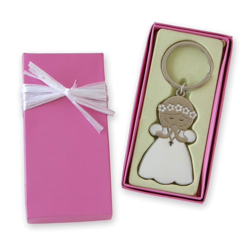 Porte-clés en métal Fille pour Première Communion avec Boîte Cadeau
