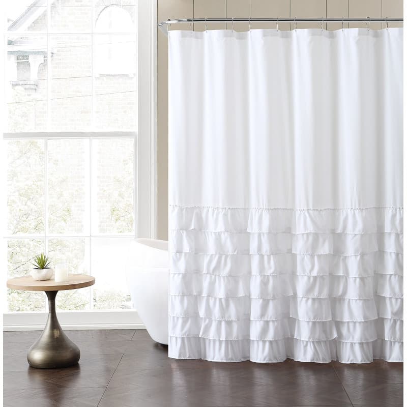 Rideau de Douche VCNY Home Melanie à Volants Blanc 183x183 cm