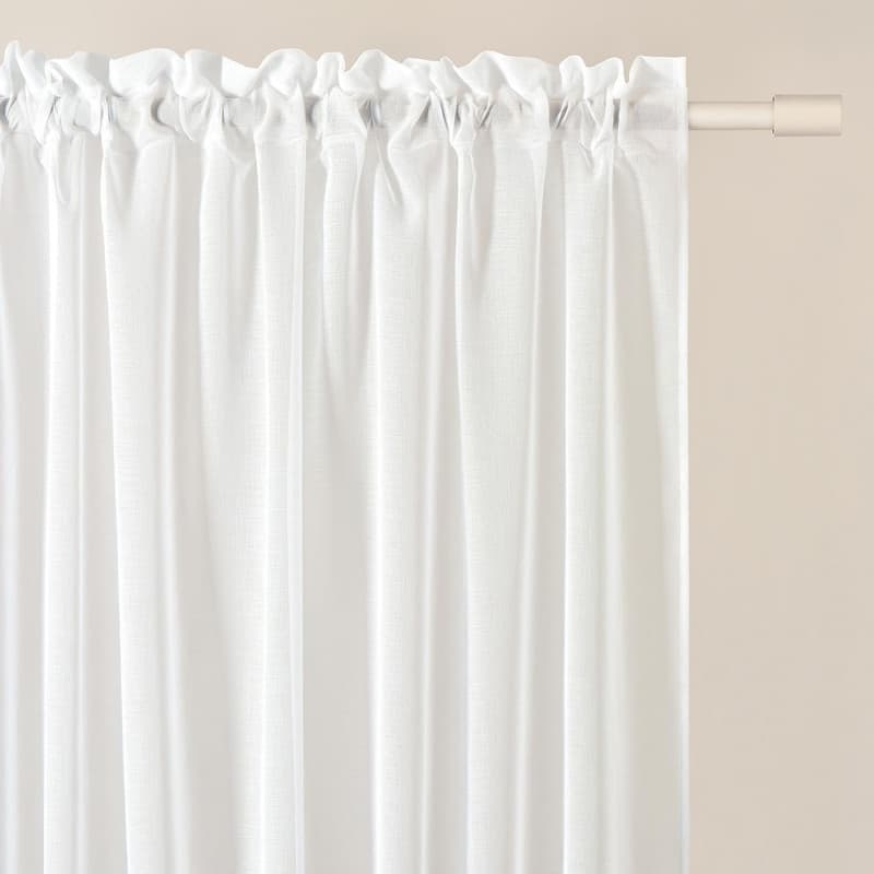 Rideau Voilage Transparent Novelia Blanc 140 x 250 cm avec Galon Fronceur