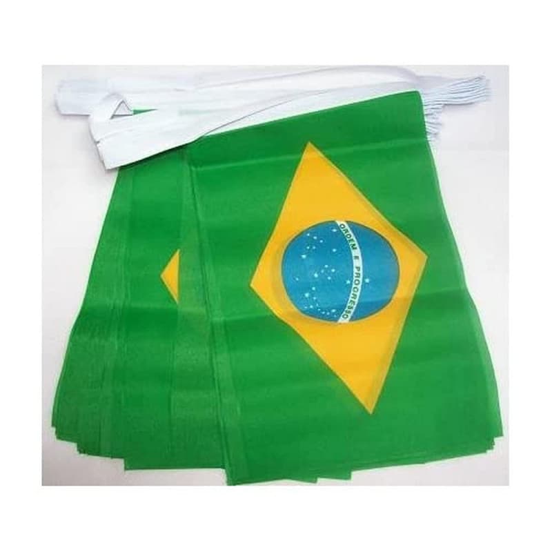 Guirlande Drapeaux Brésiliens 4m - 20 Fanions en Polyester
