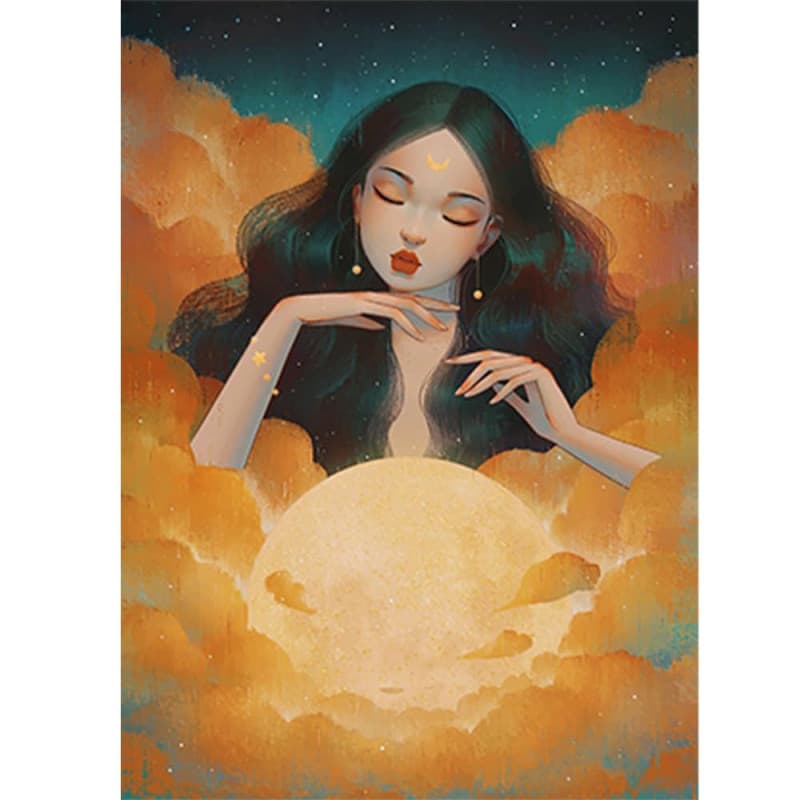 DCIDBEI Kit de Peinture Diamant 40x50CM - Femme et Lune, Art Abstrait