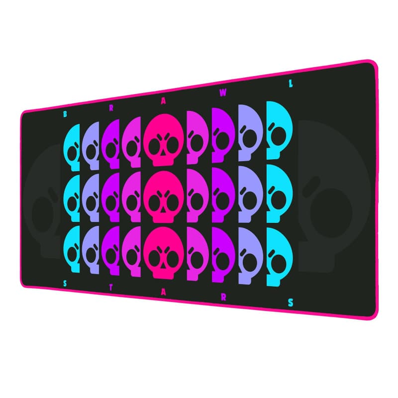 Tapis de Souris XXL Brawl Stars - Sous-Main Antidérapant Noir et Fluo 90x40 cm