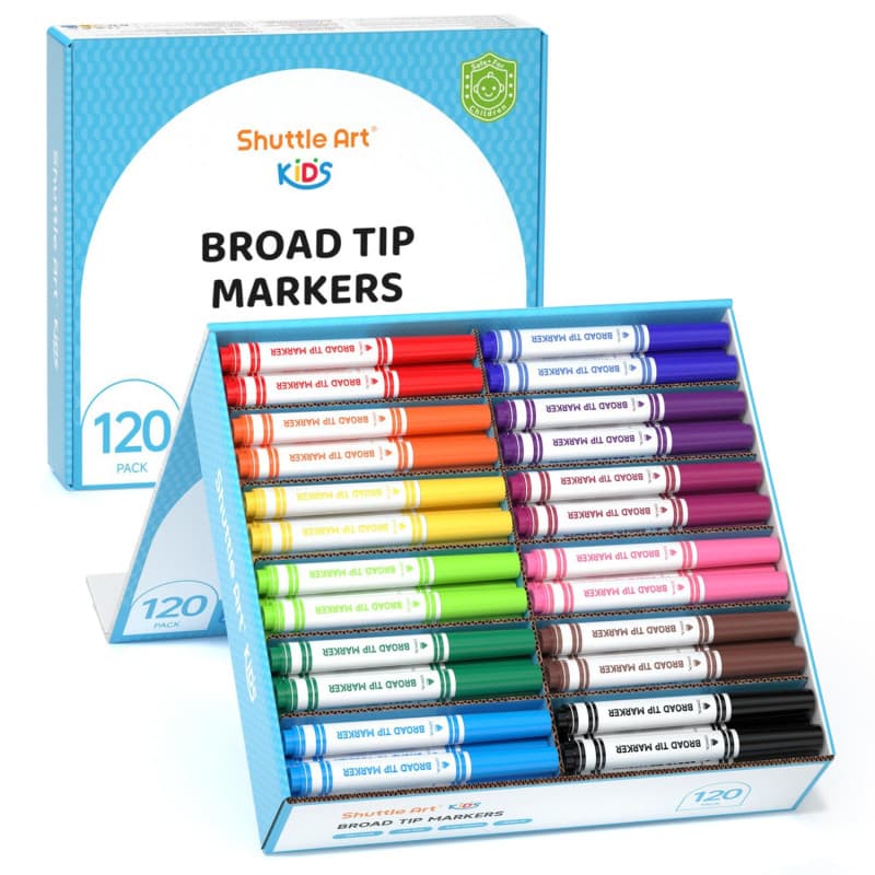 Lot de 120 marqueurs lavables Shuttle Art - 10 couleurs assorties