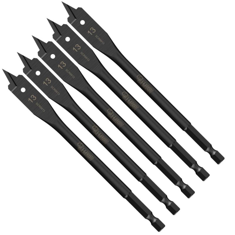 Lot de 5 mèches plates à bois SabreCut 13 mm - Résistantes aux chocs