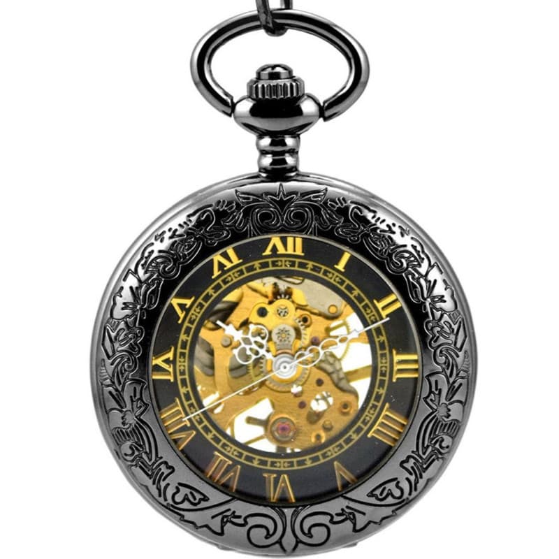 Montre de Poche Mécanique Steampunk Feilok avec Chaîne en Acier Inoxydable