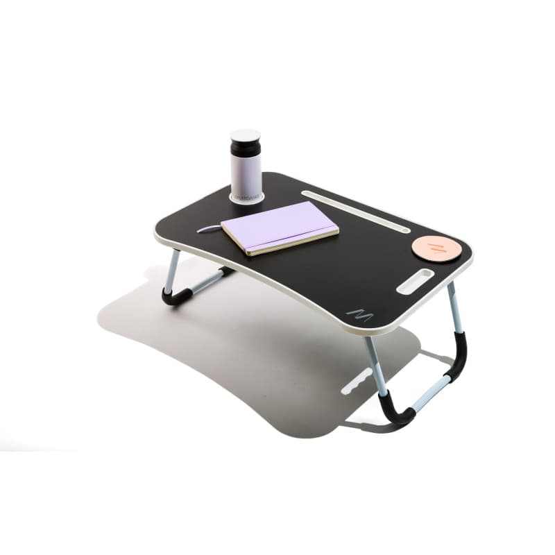 Table de Travail Pliable Muitomas avec Porte-Gobelets et Support de Tablette - Noir