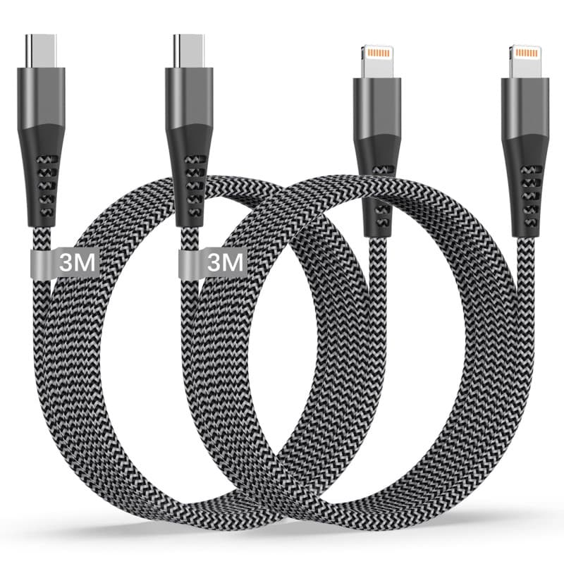 Câble USB C vers Lightning 3M - Lot de 2, Certifié Apple MFi, Charge Rapide