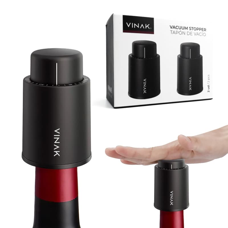 Bouchon de Vin Sous Vide avec Indicateur de Date - VINAK (2 unités)