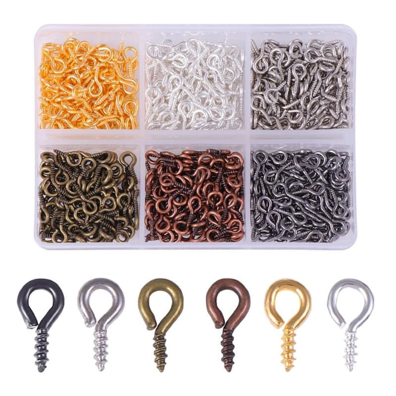 TRKETK 600 Mini Crochets à Vis en Métal pour Bijoux DIY - Multicolores