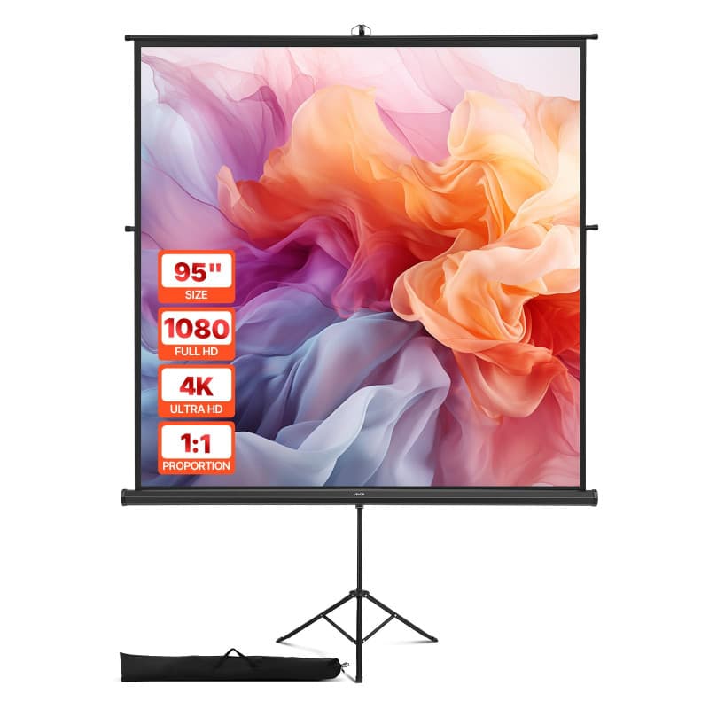 Écran de Projection Portable VEVOR 178x178 cm avec Trépied et Sac de Transport