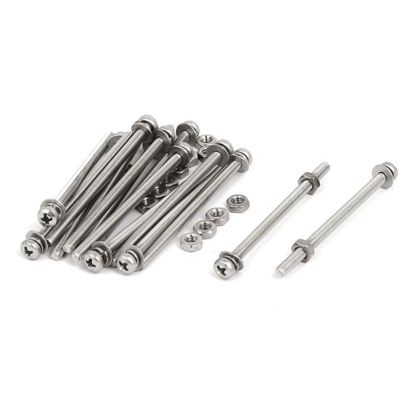 Ensemble de Vis Cruciformes en Acier Inoxydable M3 - 15 Sets avec Écrous et Rondelles