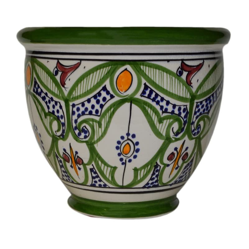 Pot de Fleurs Marocain Fait Main en Céramique Multicolore avec Drainage