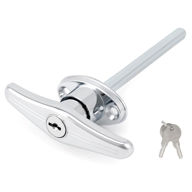 Serrure de Porte de Garage Universelle QWORK avec Poignée en T Argentée et 2 Clés
