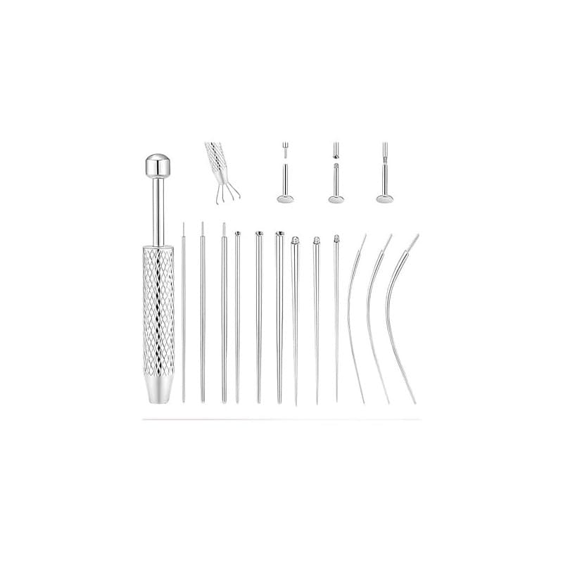 Piercing Werkzeugsatz, outils pour bijoux corporels en acier inoxydable, assistant pour 14G 16G 18G 20G aiguilles d'insertion co