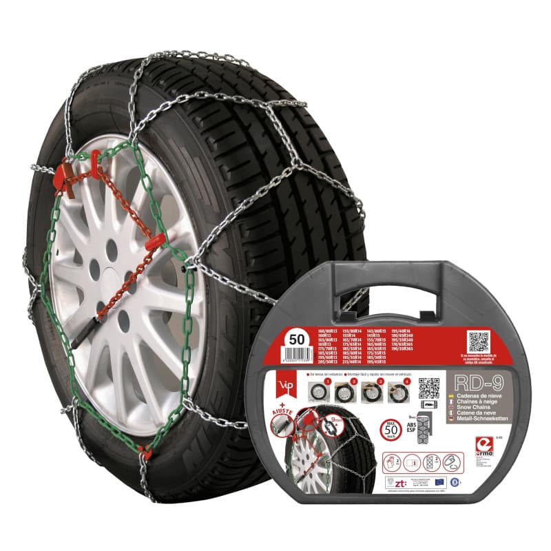 Chaînes à Neige Métalliques RD9 Taille 50 avec Gants Inclus