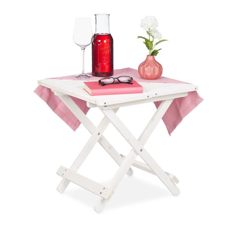 Table Pliante en Bois Relaxdays - Idéale pour Balcon et Terrasse, Blanche