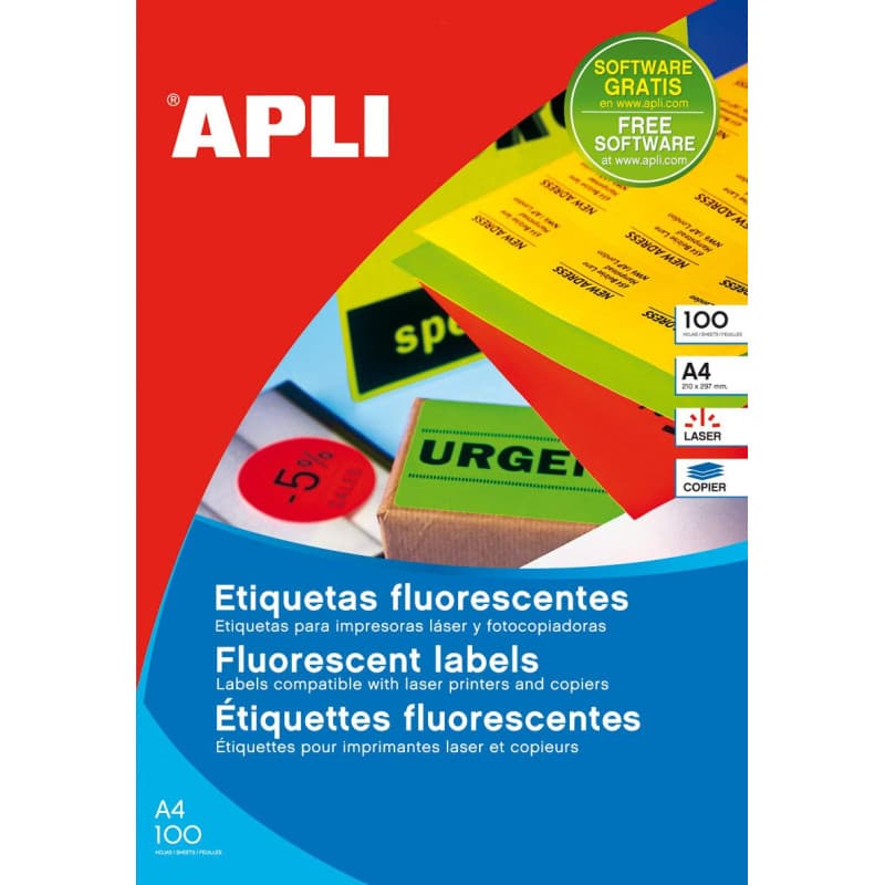 Boîte d'Étiquettes Jaunes Fluo A4 - 100 Feuilles pour Imprimantes