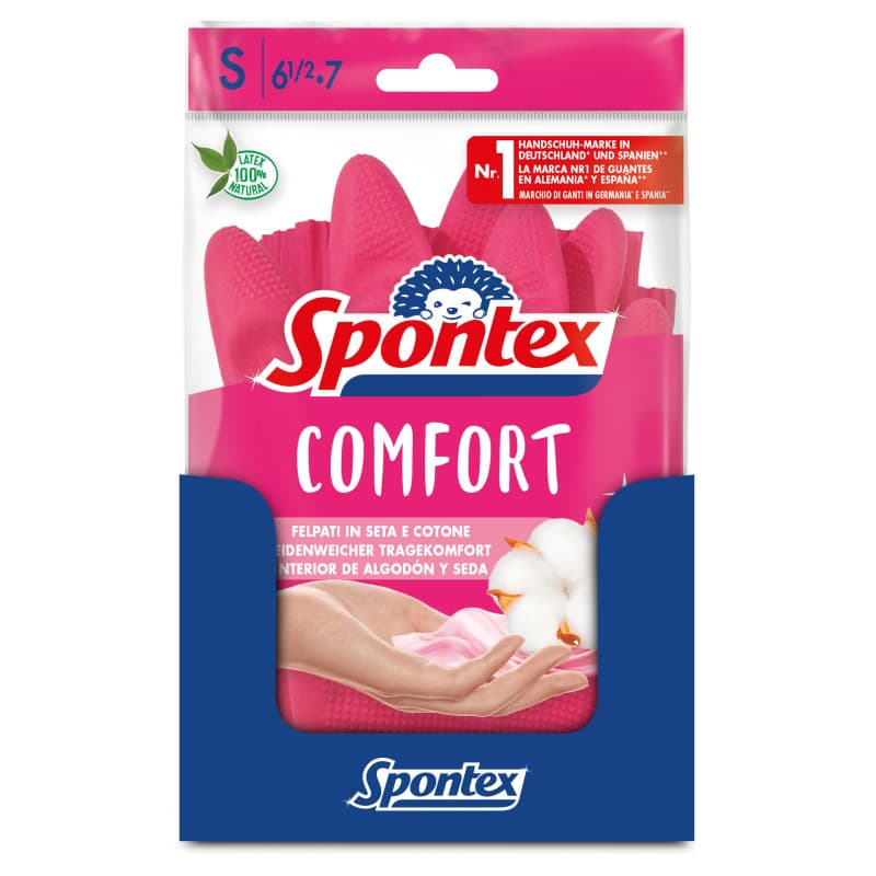 Gants de Ménage Spontex Comfort - Lot de 12 Paires Taille S