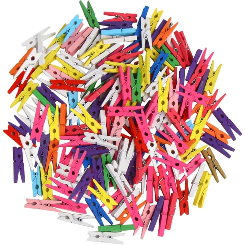 100 Pinces à Linge Colorées SULOLI - Mini Pinces en Bois Écologiques pour Décoration
