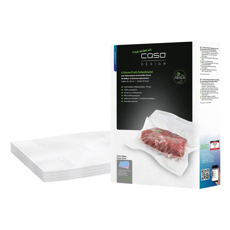 CASO Lot de 50 Sacs Sous Vide 30x40 cm - Indéchirables et Réutilisables