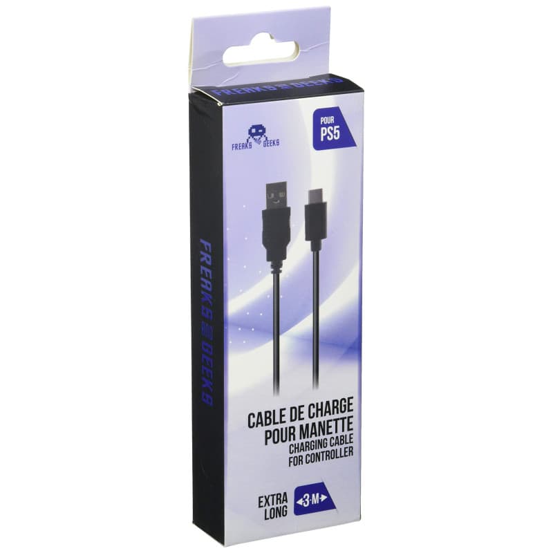 Câble de Recharge 3M pour Manette PS5 - USB-C Tressé Noir