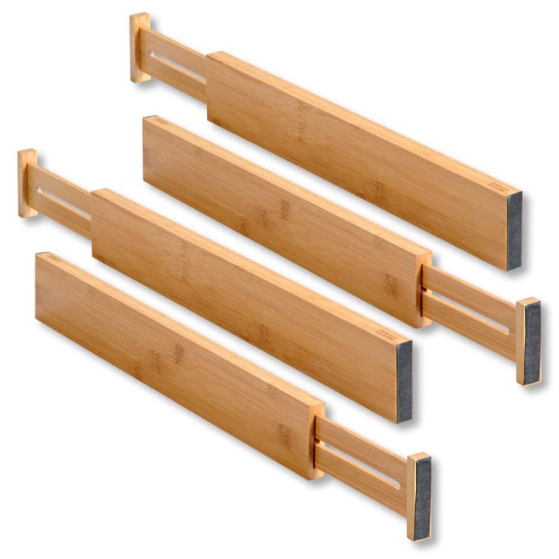 Séparateur de Tiroirs Réglable KESPER - Lot de 4 en Bambou Marron