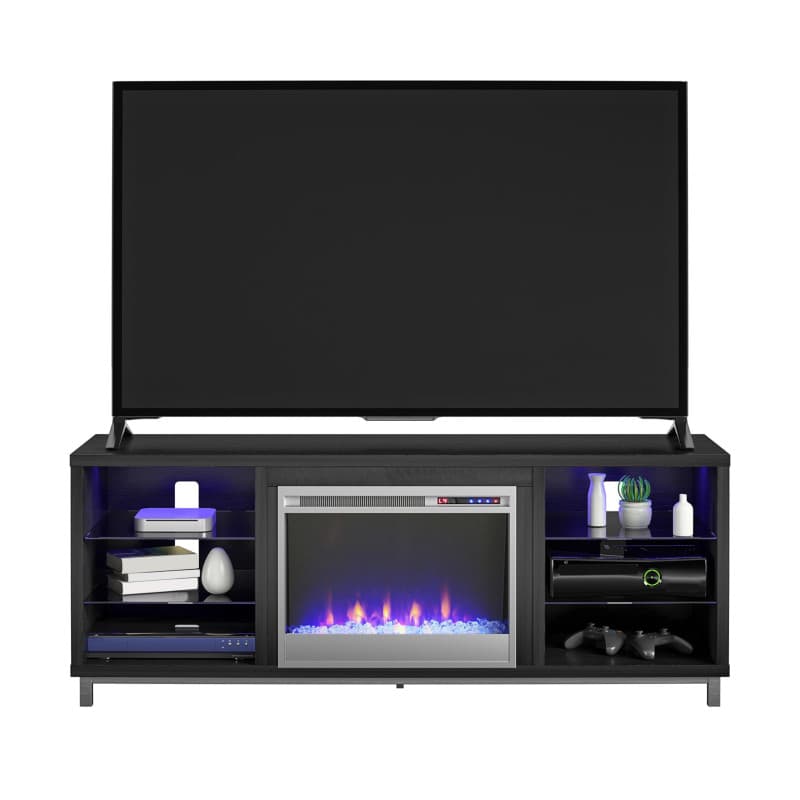Meuble TV Ameriwood Home Lumina avec Cheminée Électrique - Chêne Noir