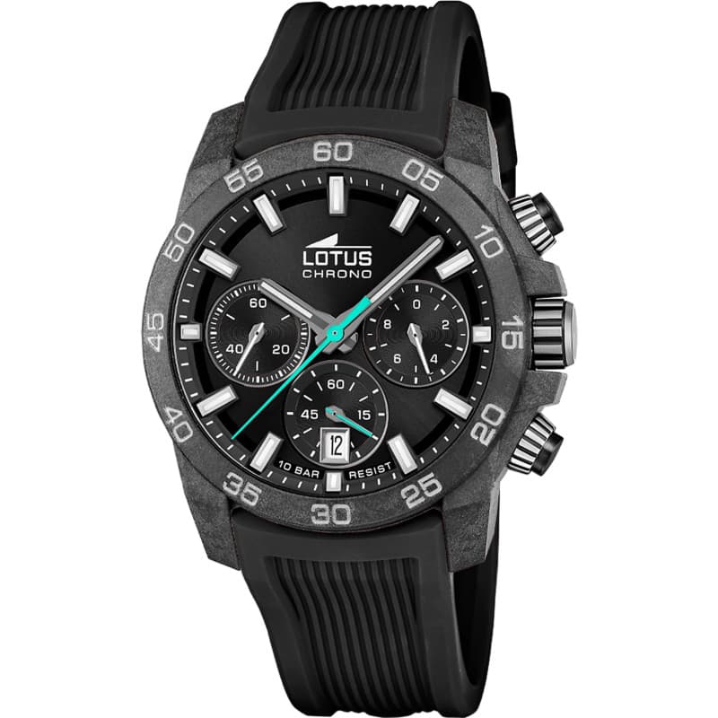 Montre Chronographe Lotus Homme en Fibre de Carbone Noir