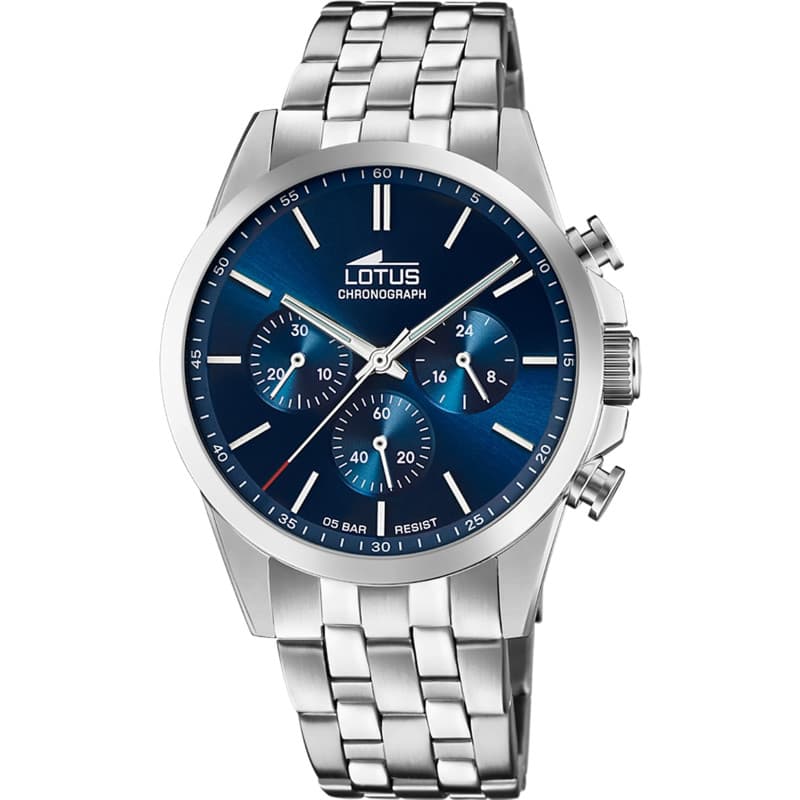 Montre Chronographe Homme Lotus en Acier Inoxydable Gris