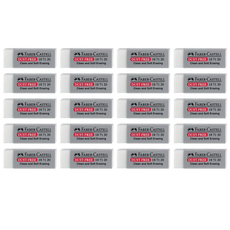 Lot de 20 Gommes Dust-Free Faber-Castell pour École et Bureau