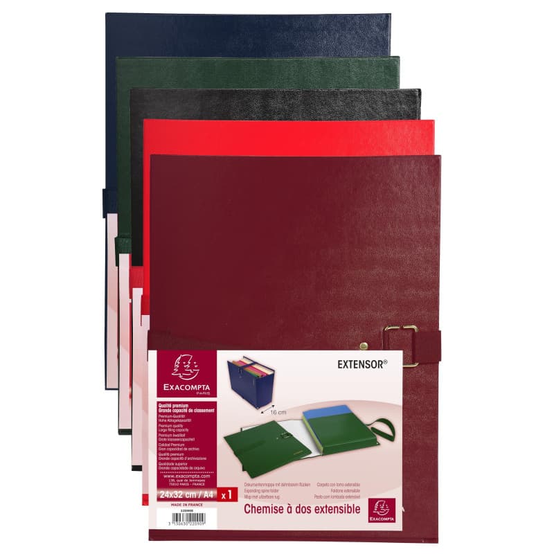 Exacompta Carton de 10 Chemises à Dos Extensible Balacron - Couleurs Assorties