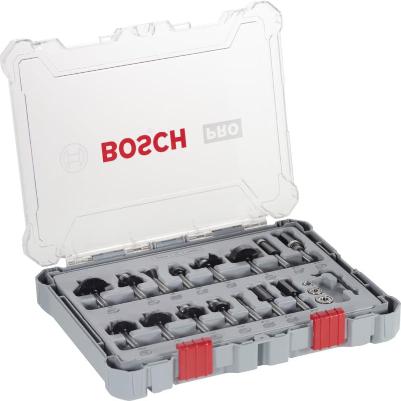 Kit de Fraises Mixtes Bosch Professional 15 pièces pour Défonceuse
