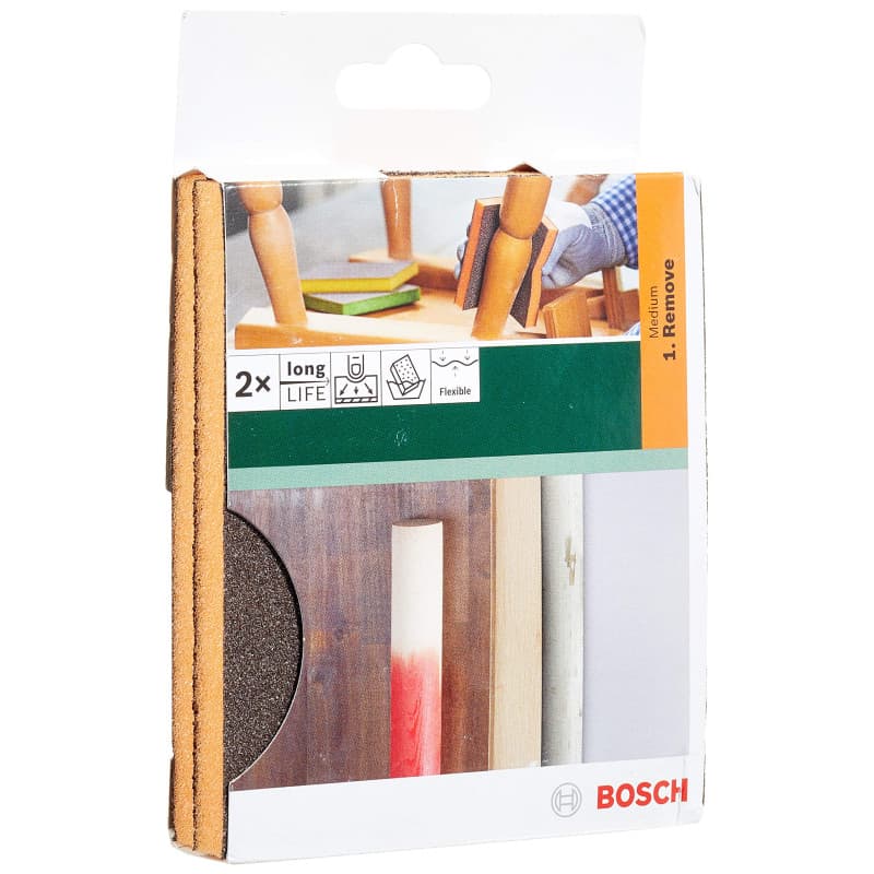 Eponge abrasive Bosch pour arrondis - grain moyen 68x120mm