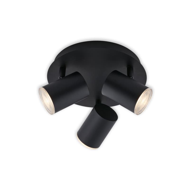 Plafonnier Moderne Noir à 3 Spots LED pour Salle de Bain - Briloner IP44