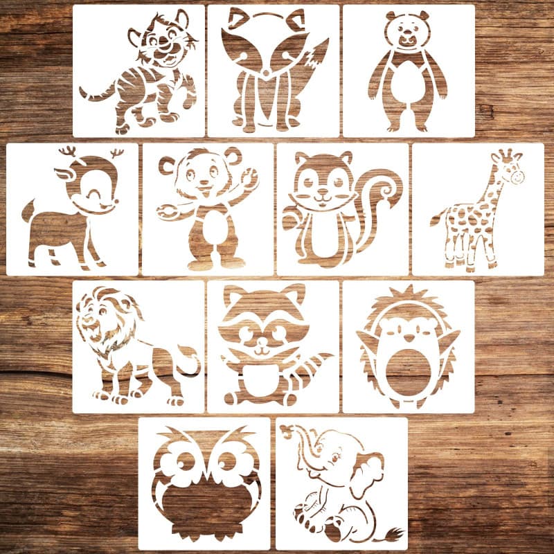KYSUN 12 Pochoirs de Peinture Animale Réutilisables pour Art et Décoration