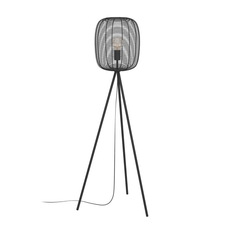 Lampadaire Trépied Rinroe en Métal Noir - Design Industriel pour Salon