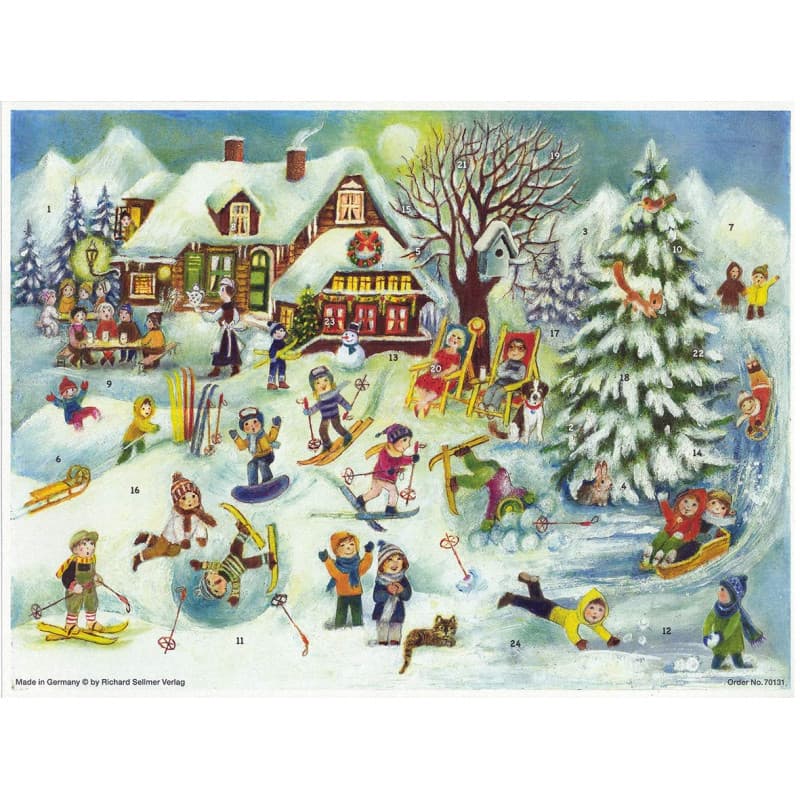 Calendrier de l'Avent 'Ski Hut' en Papier avec Paillettes - Richard Sellmer Verlag