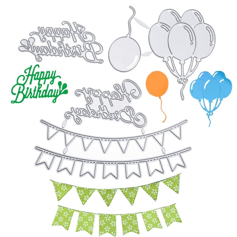 Kit de Découpe Joyeux Anniversaire - 3 Pochoirs en Acier au Carbone