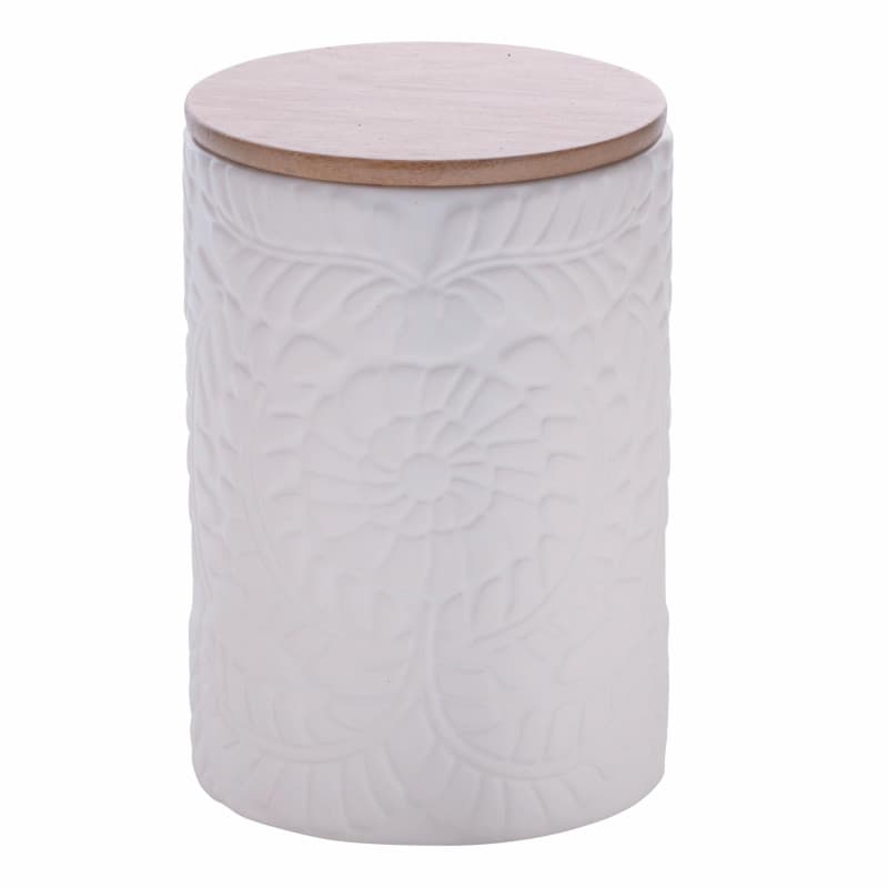 Pot en céramique Daily avec couvercle en bambou - 750 ml - Blanc