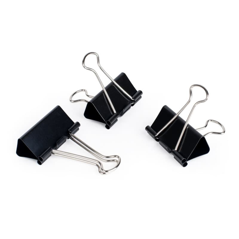 Pavo - Lot de 12 Pinces Clip Métalliques Repliables Noires 32mm