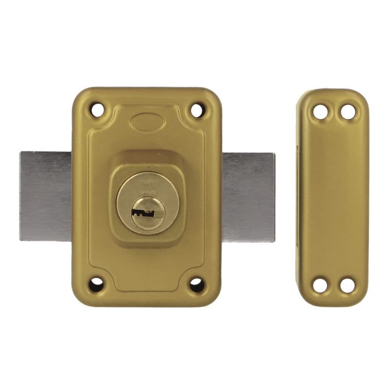 Verrou de sécurité Amig pour portes en bois - Modèle 81 avec levier doré